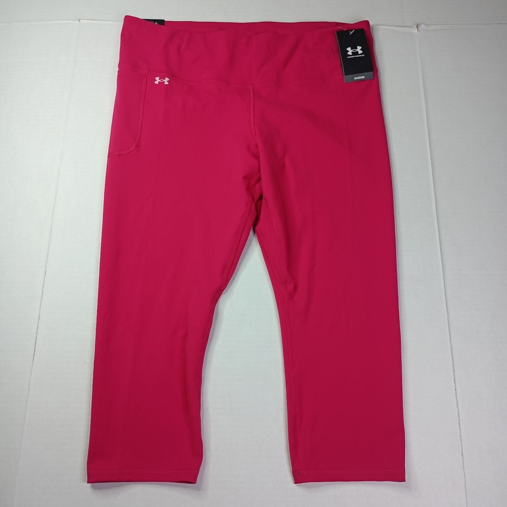 Under Armour Women's UA Motion Capris Size 2XL XXL Pink Fitted 1383609 682 NWT